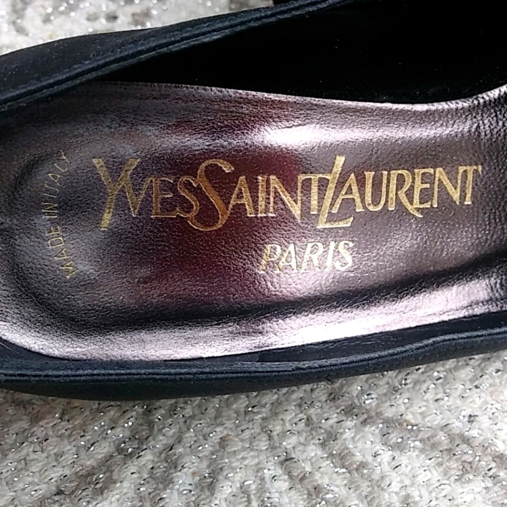 Yves Saint Laurent Paris Vintage Satin Black Dress Heels - Picture 2 of 14